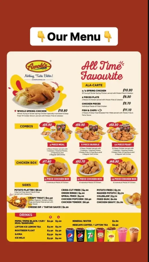 ARNOLD’S FRIED CHICKEN MENU SINGAPORE